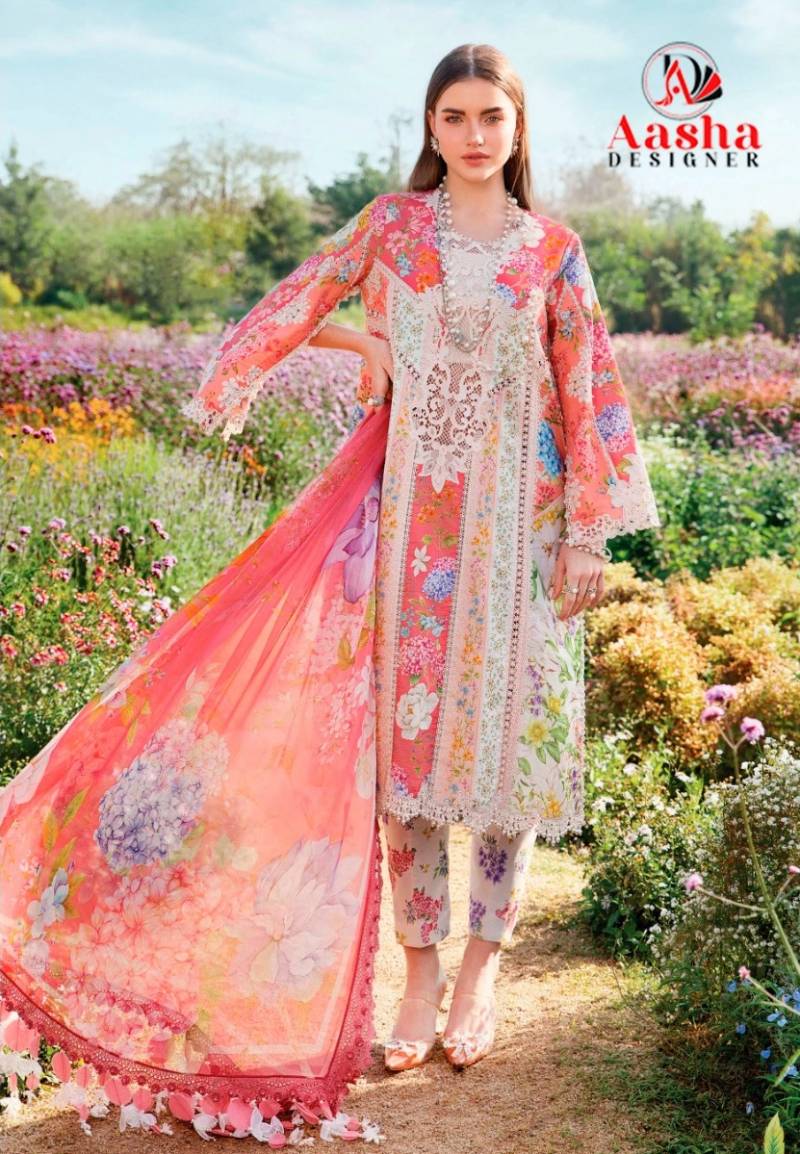 Aasha 1153 A And B Pakistani Salwar Suits Cotton Dupatta