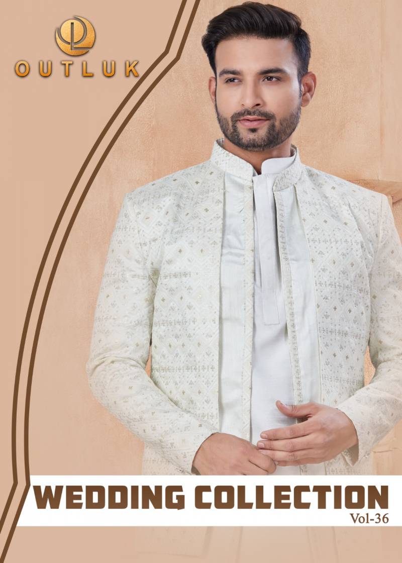 Outluk Wedding Collection Vol 36 Kurta Pajama With Koti Mens Wear