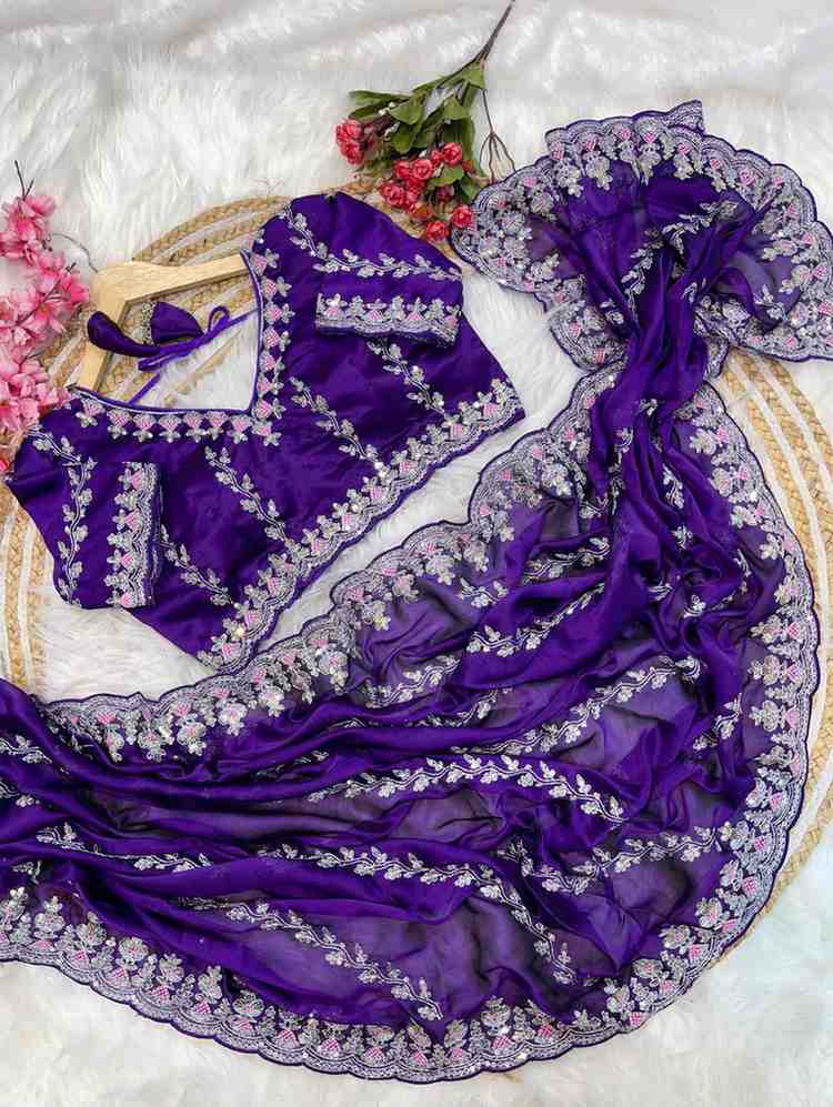 Kc 141 Party Wear Embroidered Silk Saree Collection