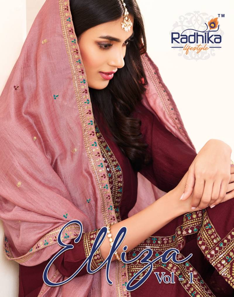 Radhika Elliza Vol 1 Silk Anarkali Kurti Bottom With Dupatta