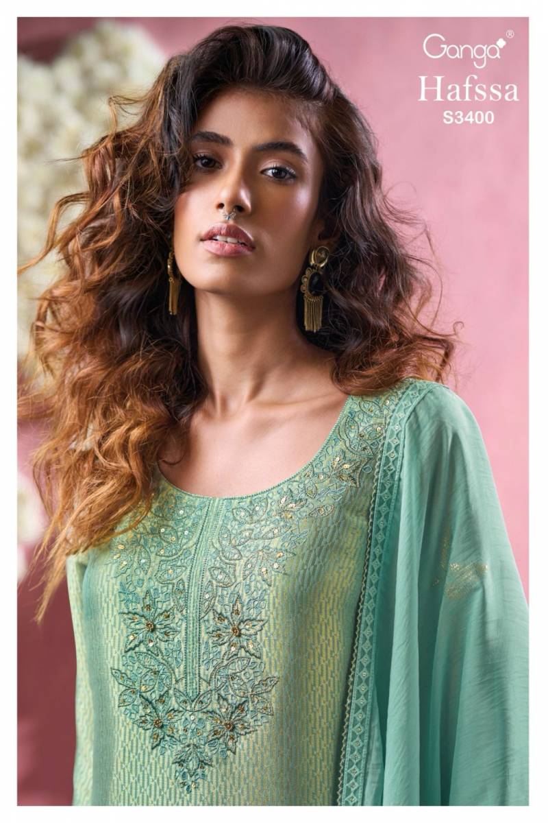 Ganga Hafssa Bemberg Embroidered Salwar Suit Collection