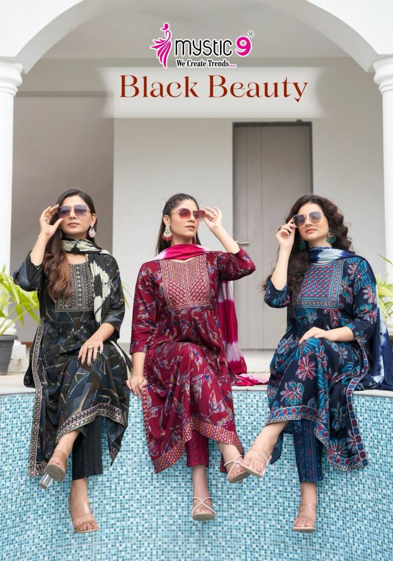 Mystic 9 Black Beauty Vol 4 Printed Kurti Bottom With Dupatta