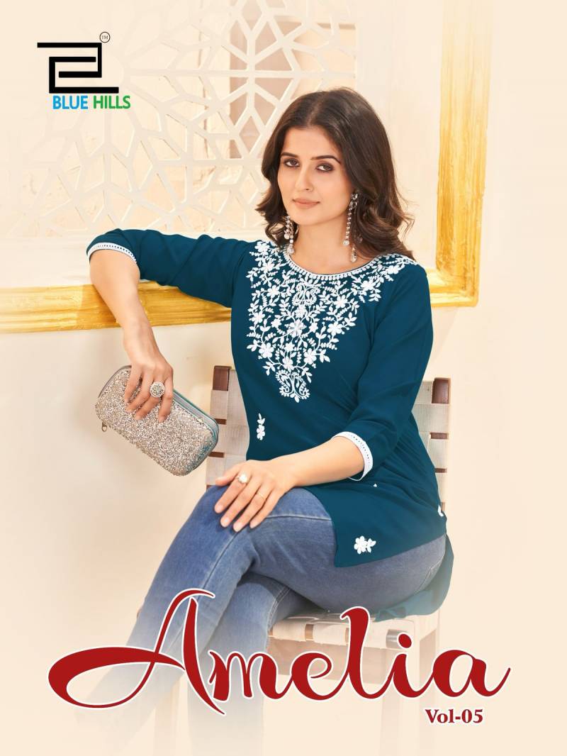 Blue Hills Amelia Vol 05 Lucknowi Work Kurti Collection