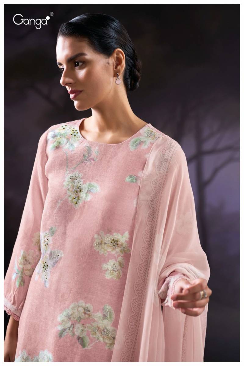 Ganga Jaylie Linen Printed Embroidered Salwar Suit Collection