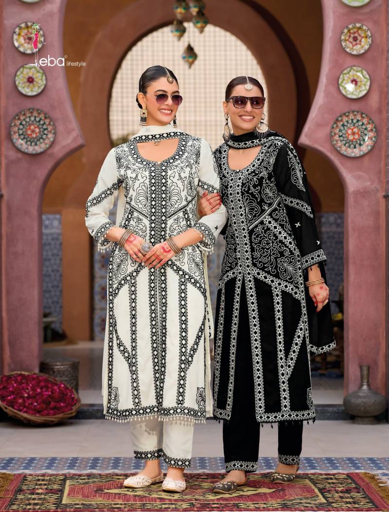 Eba Kase Black And White Embroidered Salwar Kameez