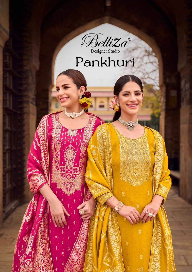 Belliza Pankhuri Viscose Dola Silk Designer Dress Material Collection