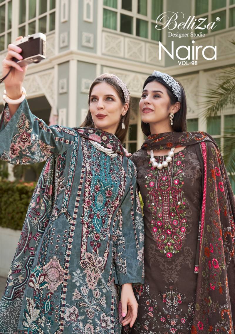Belliza Naira Vol 98 Cotton Embroidered Dress Material