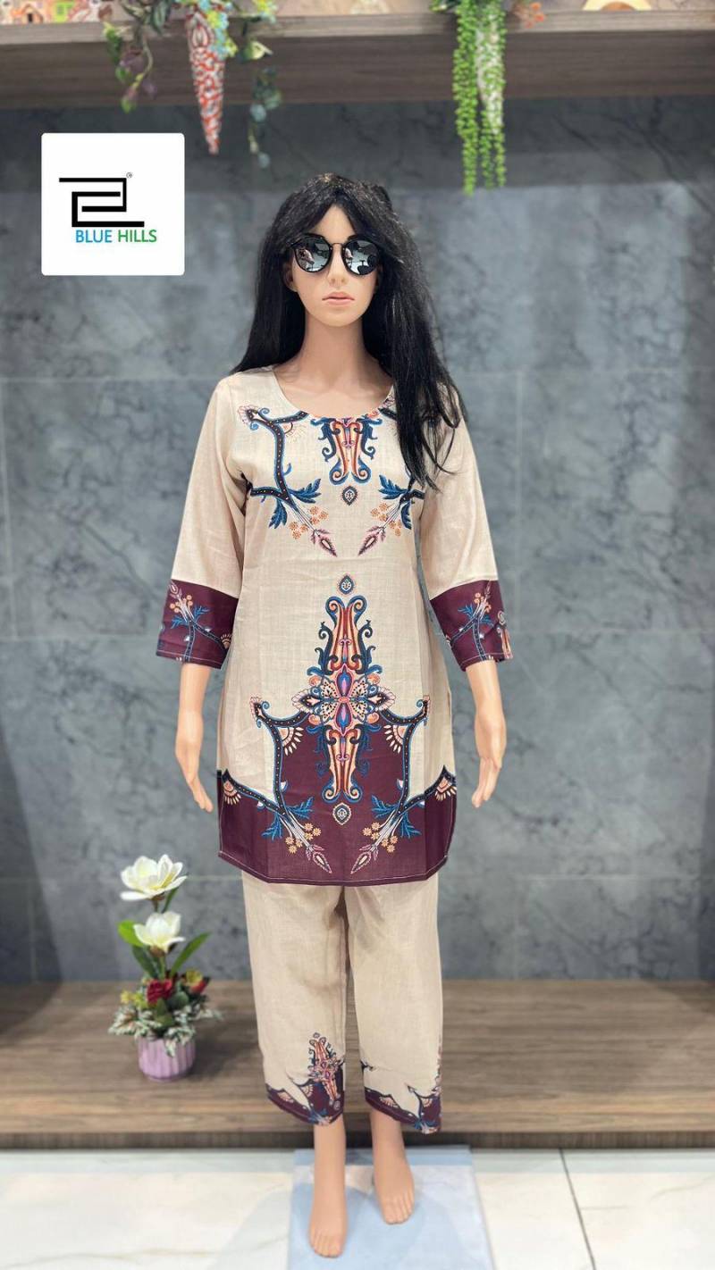 Blue Hills Special Co Ord Set Vol 1 Pure Linen Printed Co Ord Set