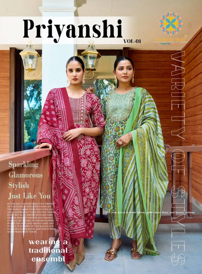 Priyanshi Vol 1 By Passion Tree Printed Kurti Pant With Dupatta