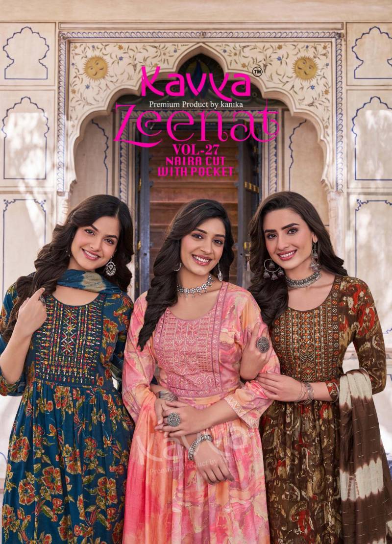 Kavya Zeenat Vol 27 Foil Printed Kurti Bottom With Dupatta