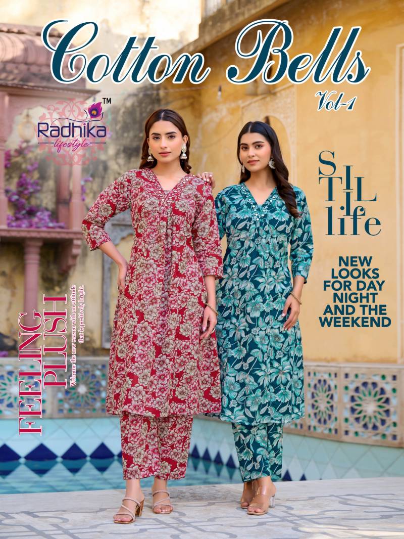 Radhika Cotton Bells Vol 1 Printed Kurti With Bottom Collection