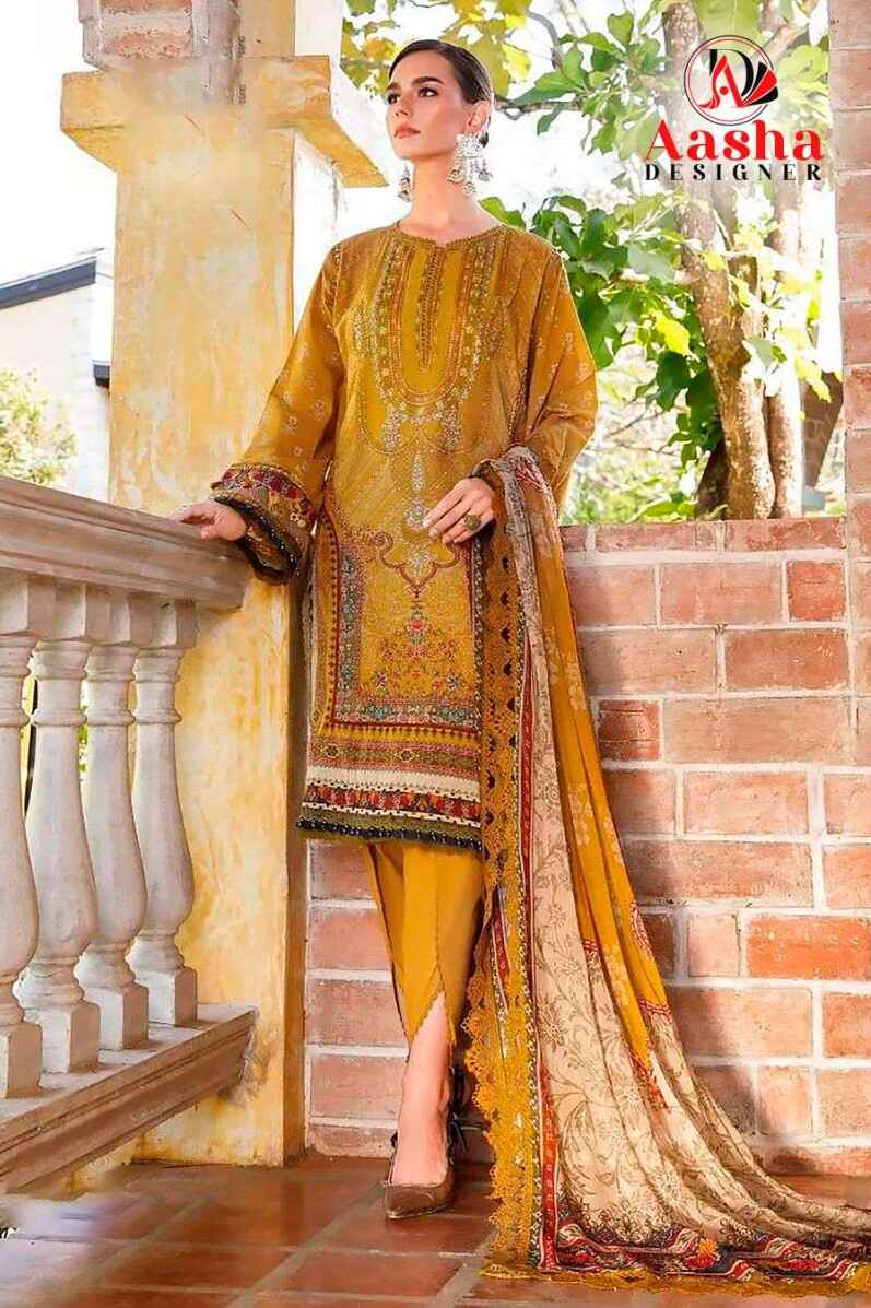 Aasha 1074 Pakistani Salwar Kameez Chiffon Dupatta