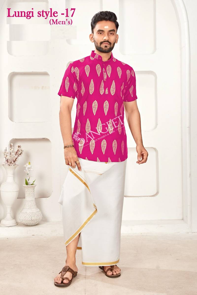 Lungi Style Vol 17 Gold Printed Shirts Mens Wear