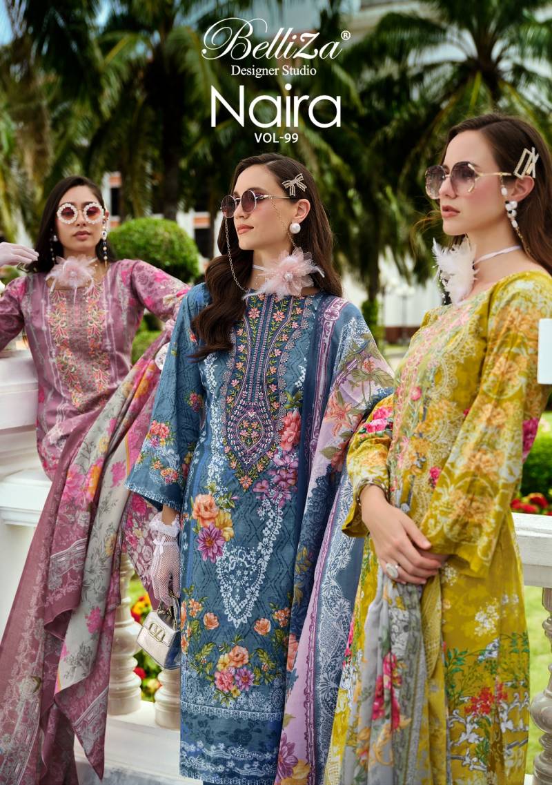 Belliza Naira Vol 99 Printed Embroidered Dress Material