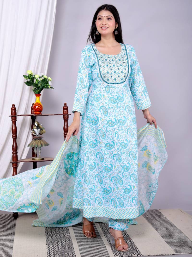 Kiara Kurti Vol 6 Cotton Anarkali Kurti Bottom With Dupatta