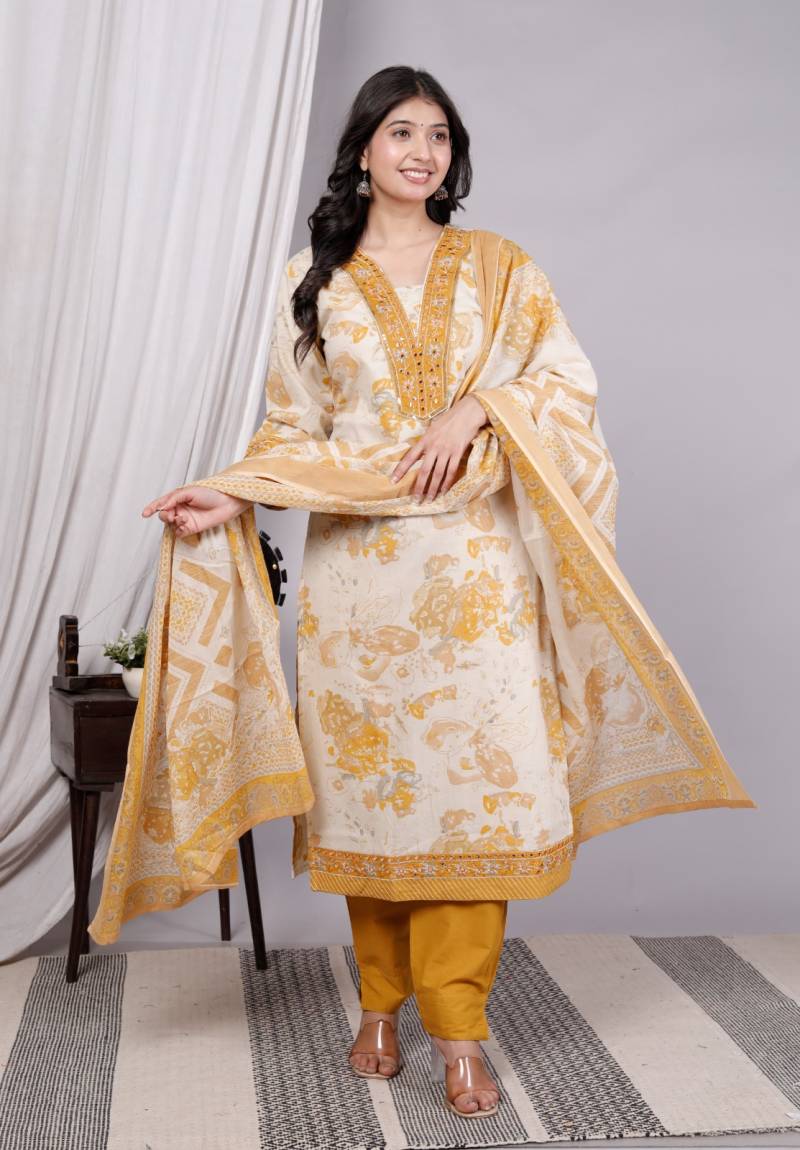 Kiara Kurti Vol 5 Cotton Embroidered Kurti Bottom With Dupatta