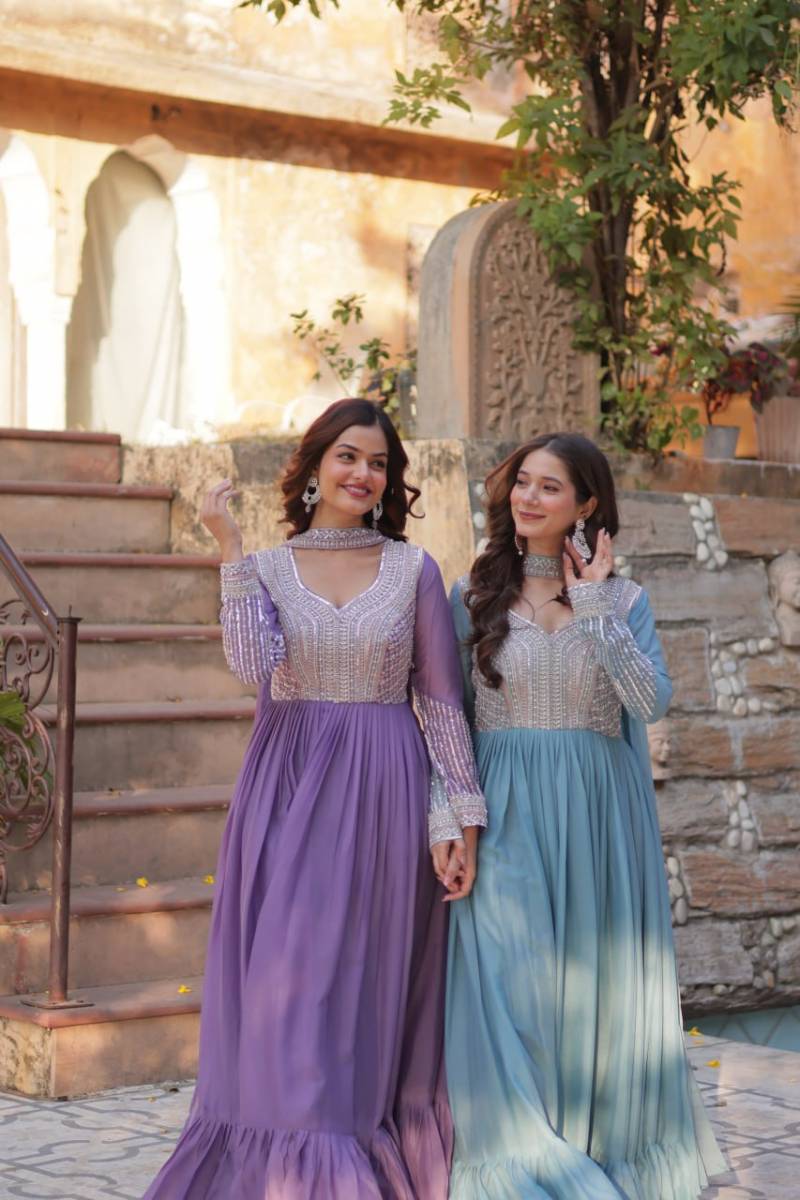 Luna Vol 28 Georgette Sequence Gown With Dupatta