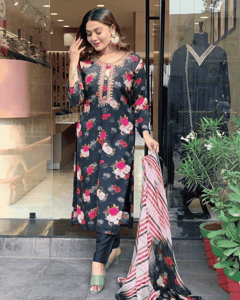 Dhudivya 1 Silk Fancy Kurti Bottom With Dupatta Collection