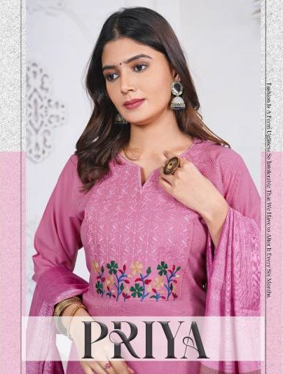 Dee Pee Priya Embroidered Kurti Bottom With Dupatta