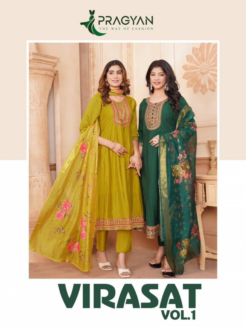 Pragyan Virasat Vol 1 Embroidered Anarkali Kurti Bottom With Dupatta