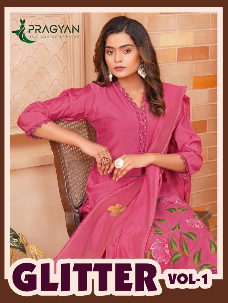 Pragyan Glitter Vol 1 Printed Kurti Bottom With Dupatta Collection