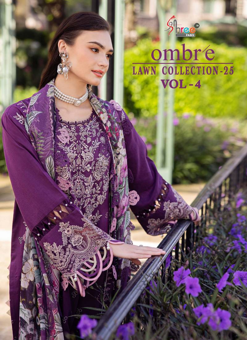 Shree Ombre Lawn Collection 25 Vol 4 Pakistani Suits Cotton Dupatta