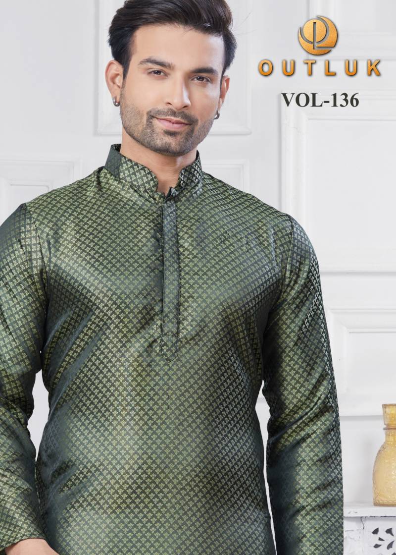 Outluk Vol 136 Jacquard Silk Kurta With Pyjama Mens Wear