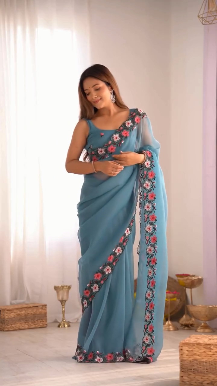 Bt 1262 Embroidered Party Wear Saree Collection