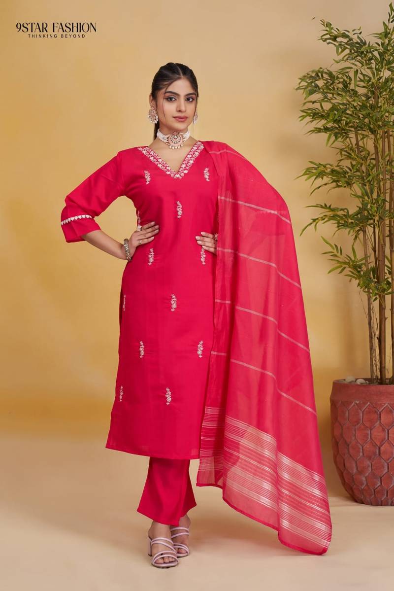 9star Fashion Ananta Embroidery Silk Kurti Bottom With Dupatta