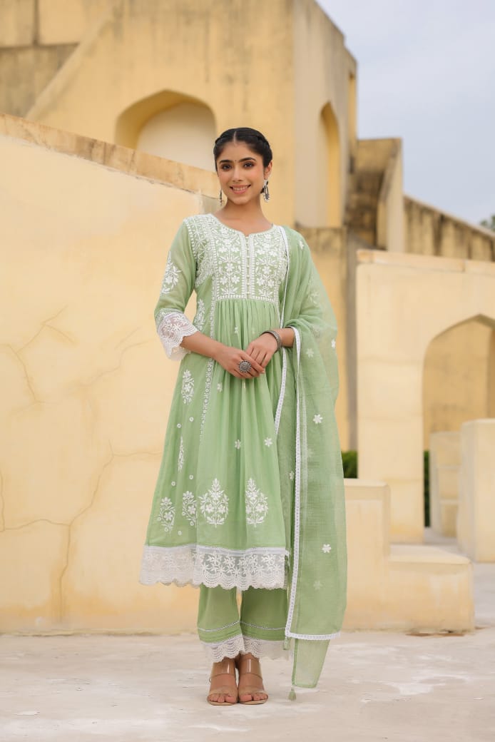Tanyaa P 116 Lucknowi Designer Kurti Bottom With Dupatta