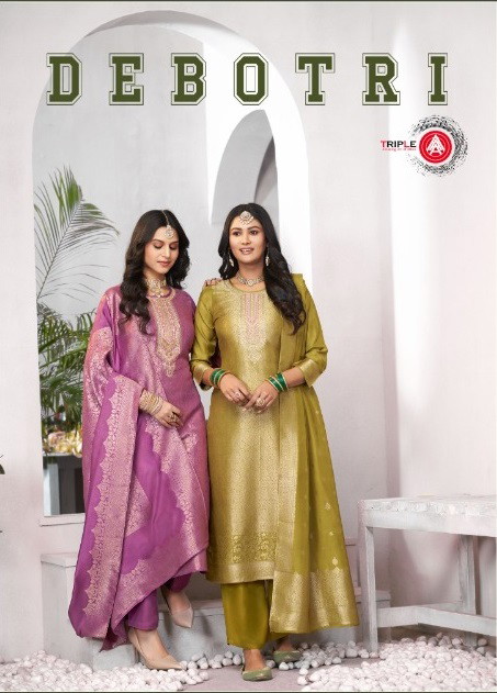 Triple Aaa Debotri Jacquard Dress Material Collection