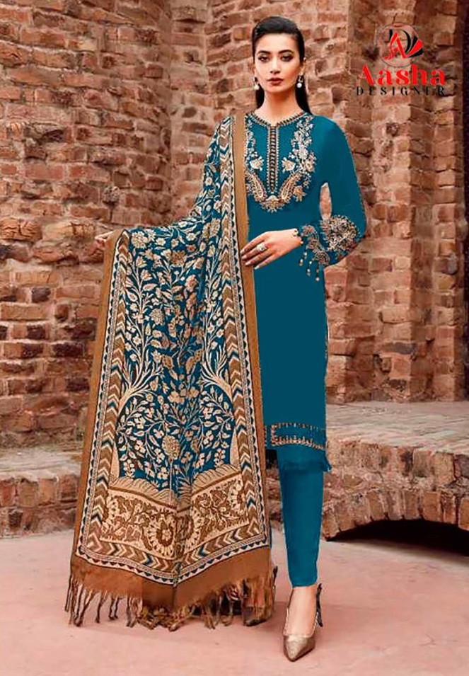 Aasha 1156 Pakistani Salwar Kameez Chiffon Dupatta