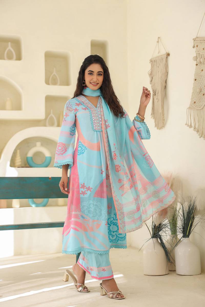 Tanyaa P 120 Printed Cotton Kurti Bottom With Dupatta