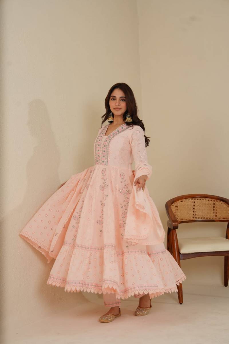 Tanyaa P 126 Designer Schiffli Kurti Bottom With Dupatta
