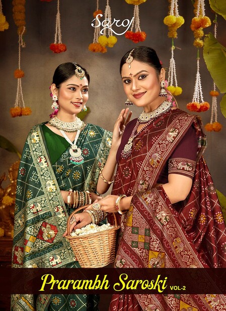 Saroj Prarambh Silk Siroski Vol 1 Wedding Wear Saree Collection