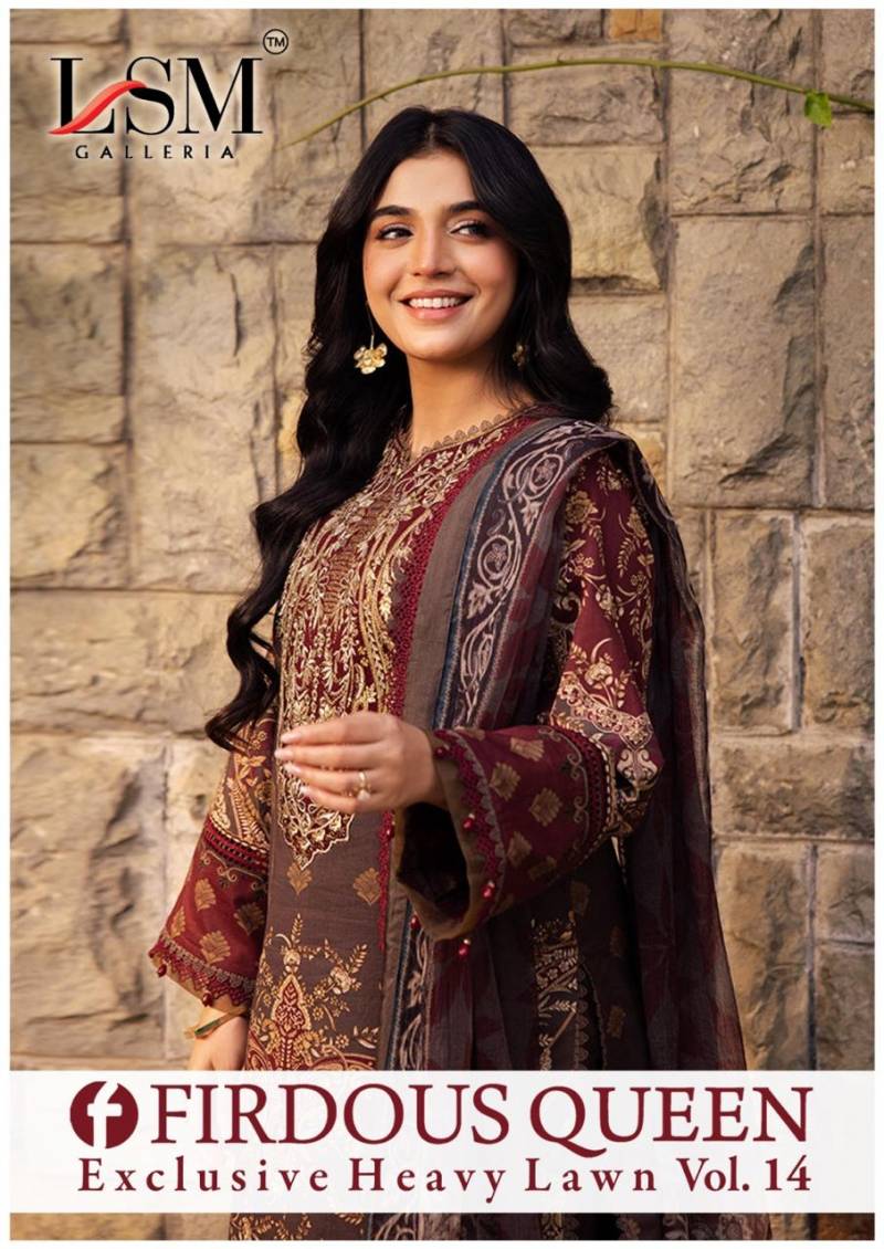 Lsm Firdous Queen Vol 14 Lawn Cotton Pakistani Dress Material