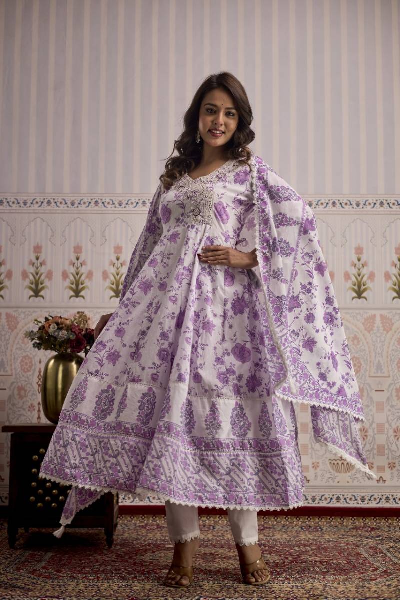 Tanyaa P 135 Cotton Anarkali Long Kurta Set Collection