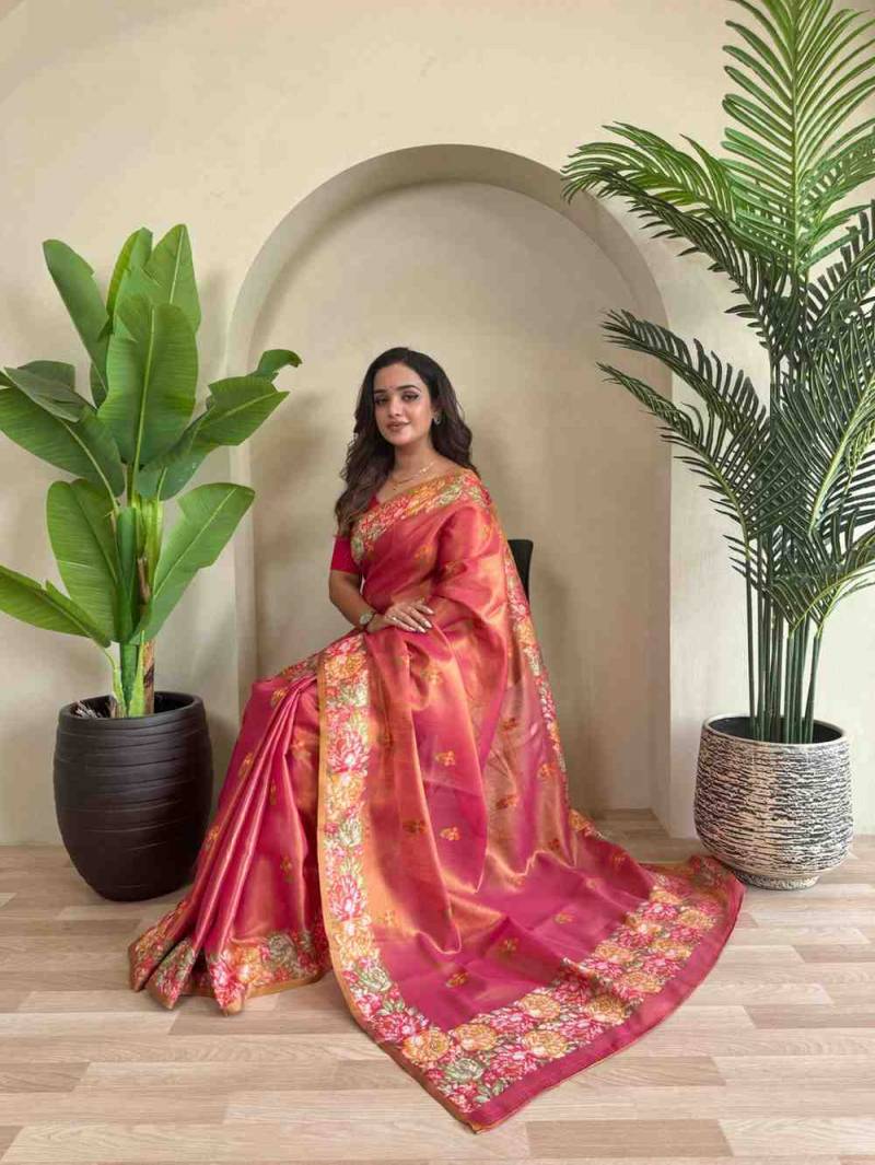 Kc 3098 Tissue Silk Embroidered Designer Saree Collection