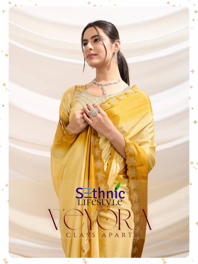 Sethnic Veyora Ombre Dyed Dual Tone Stone Work Fancy Saree