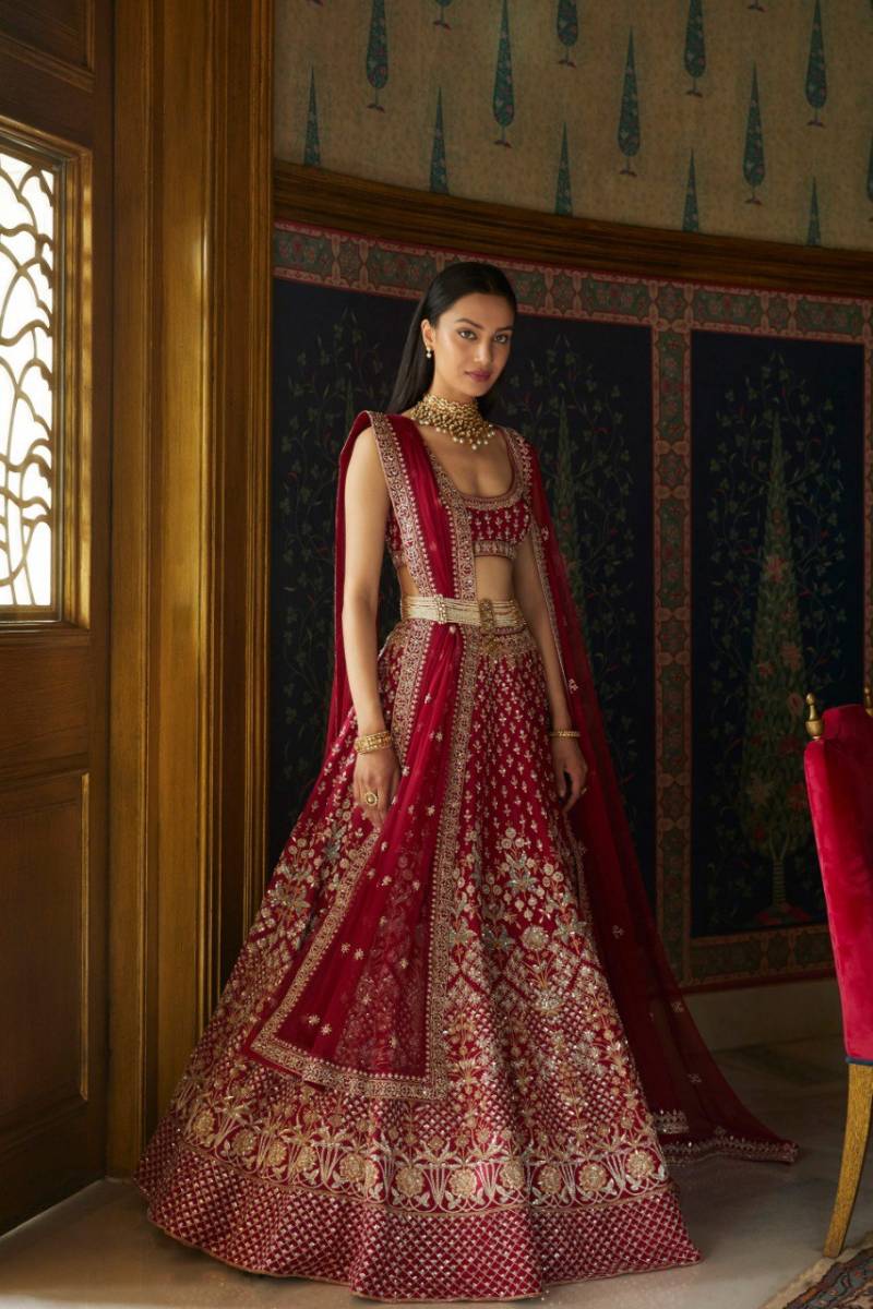 Jf 418 Designer Taffeta Silk Wedding Lehenga Choli Collection