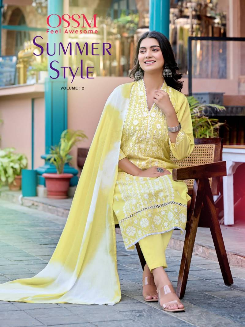 Ossm Summer Style 2 Cotton Kurti Bottom With Dupatta Collection