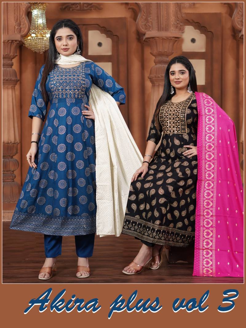 Akira Plus Vol 3 Printed Kurti Pant With Dupatta Collection