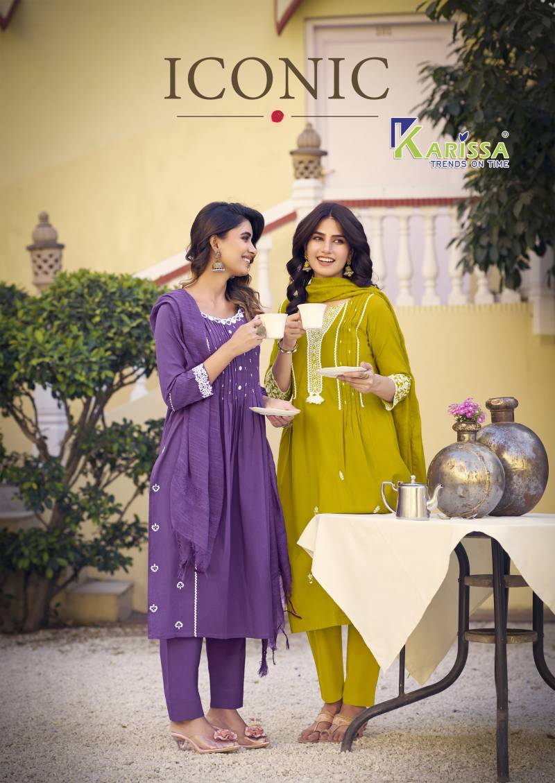Karissa Iconic Designer Thread Work Kurti Bottom With Dupatta