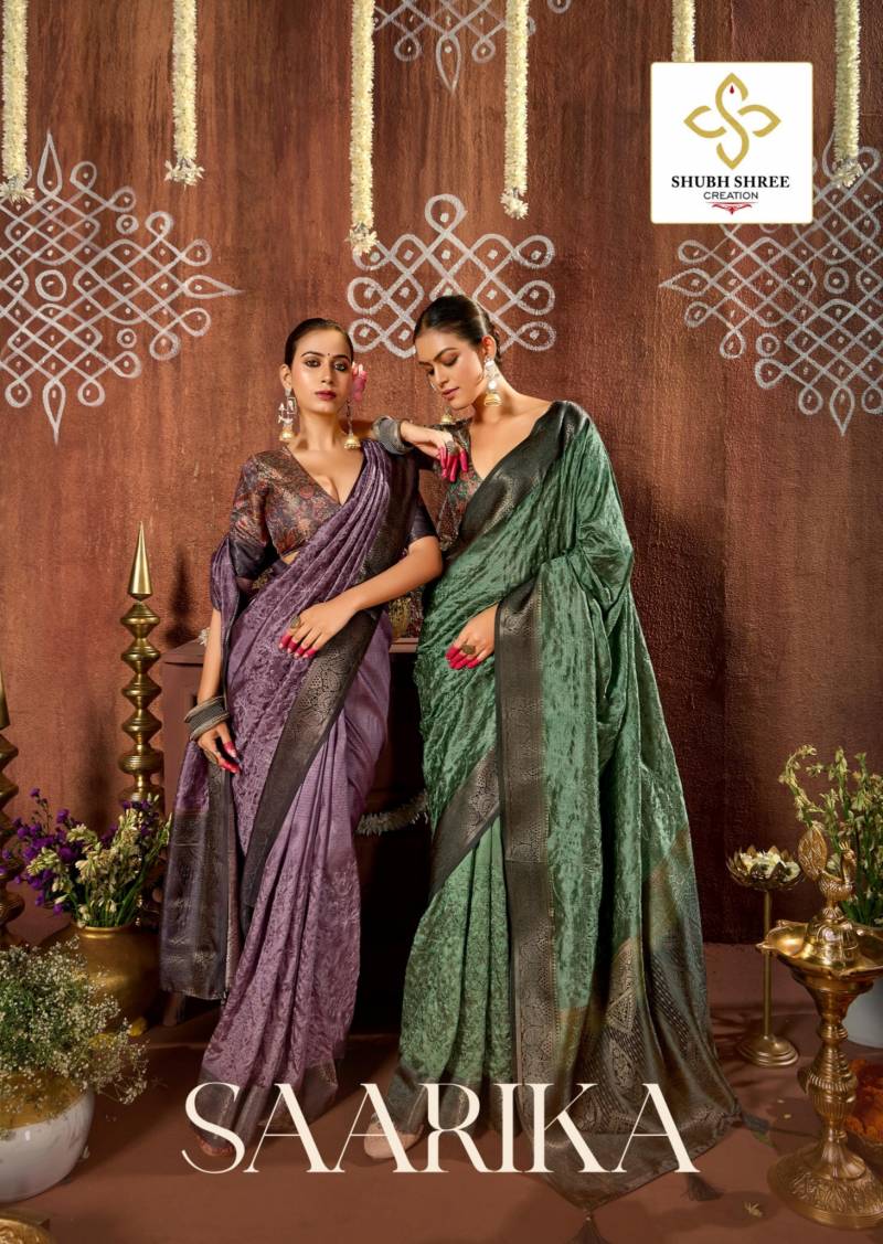 Shubh Shree Saarika Tusser Silk Party Wear Saree Collection