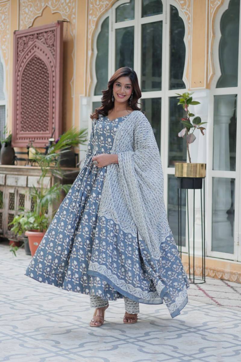Luna Vol 34 Cotton Printed Gown With Dupatta Collection