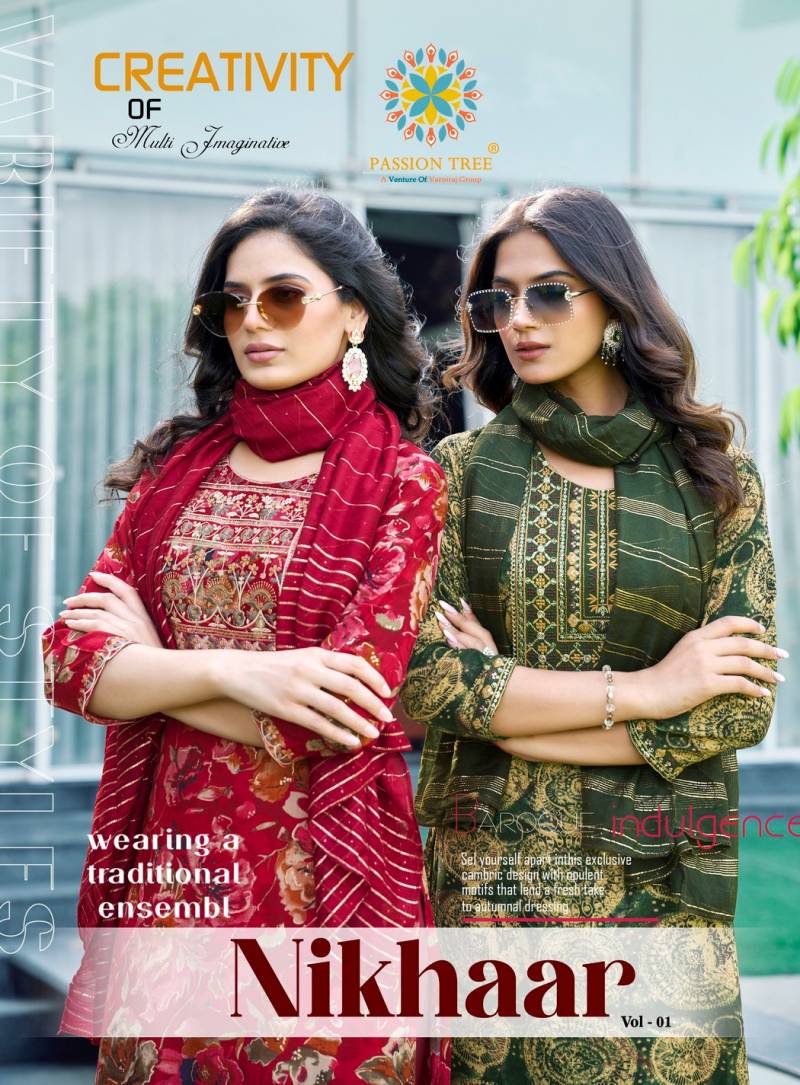 Nikhaar Vol 1 By Passion Tree Printed Kurti Pant With Dupatta