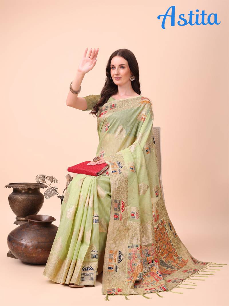 Ast Linen Festive Wear Linen Cotton Saree Collection