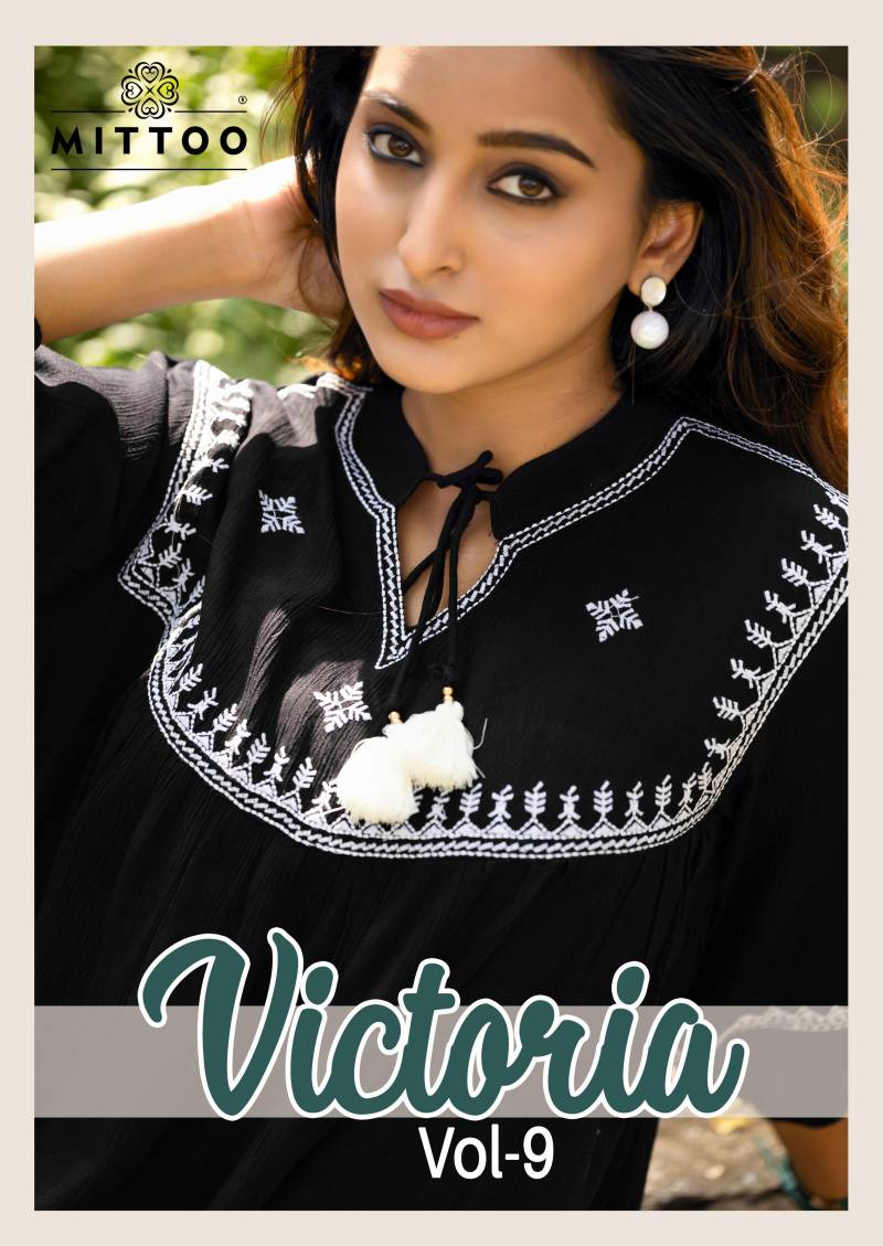 Mittoo Victoria Vol 9 Wrinkle Thread Work Ladies Tops