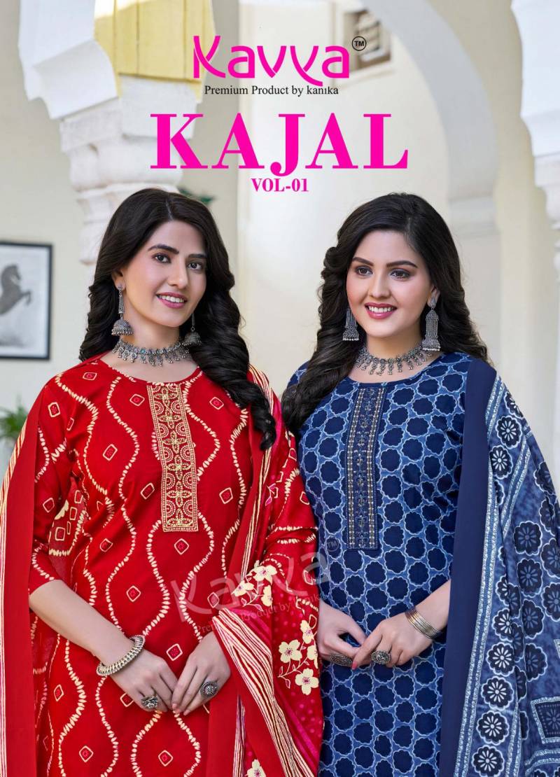 Kavya Kajal Vol 1 Pure Cotton Kurti Bottom With Dupatta