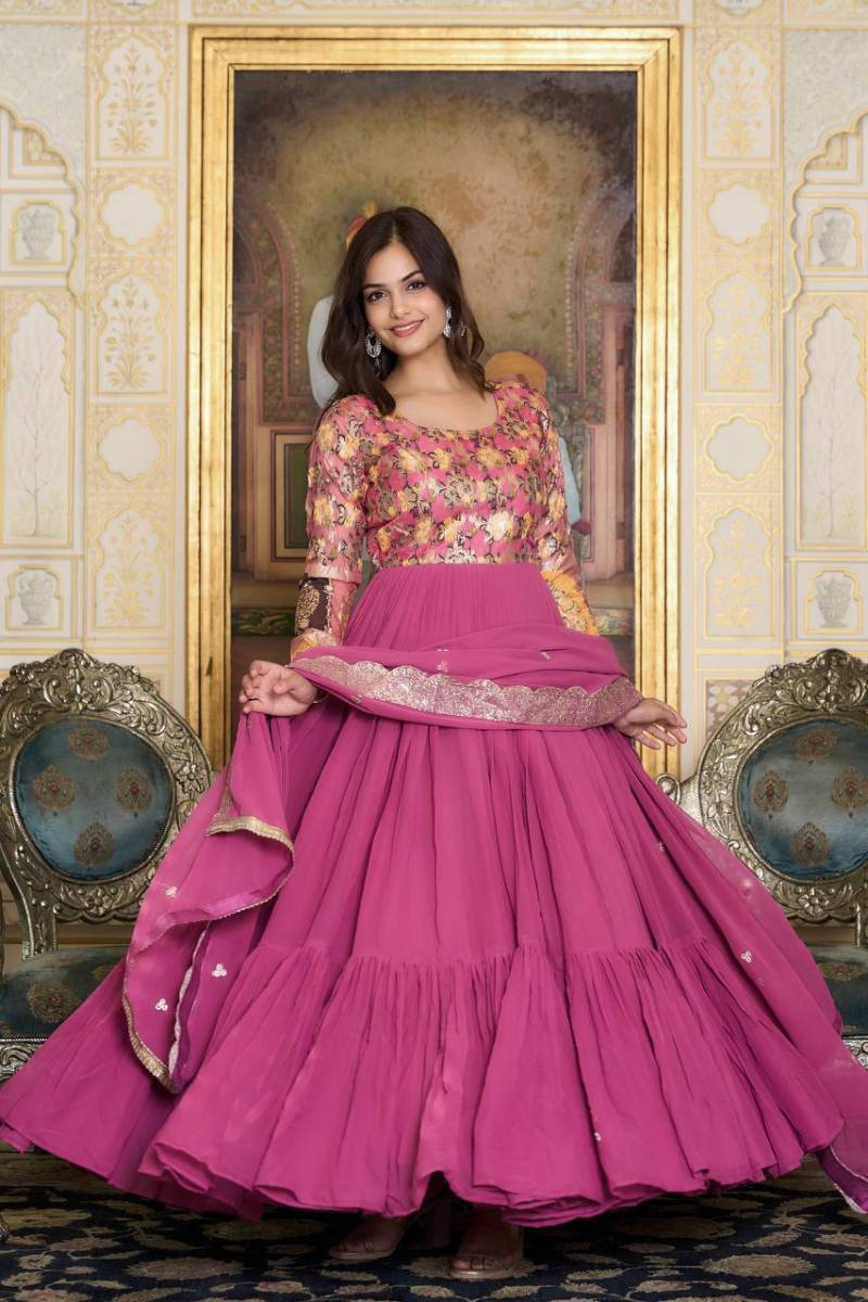 Sn 2389 90 Stunning Designer Gown With Dupatta Collection
